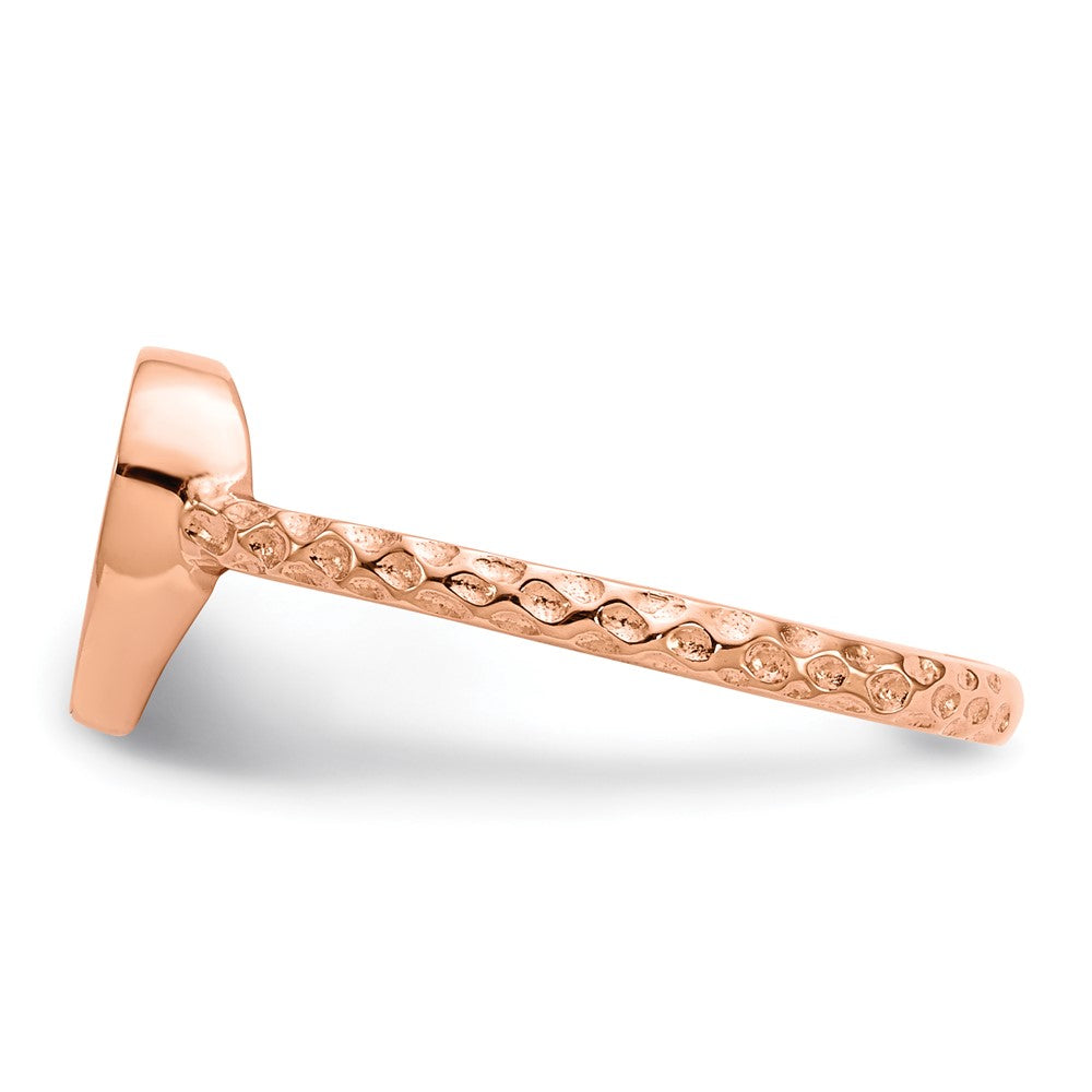 14k Rose Gold Polished Textured Heart Ring Size 7