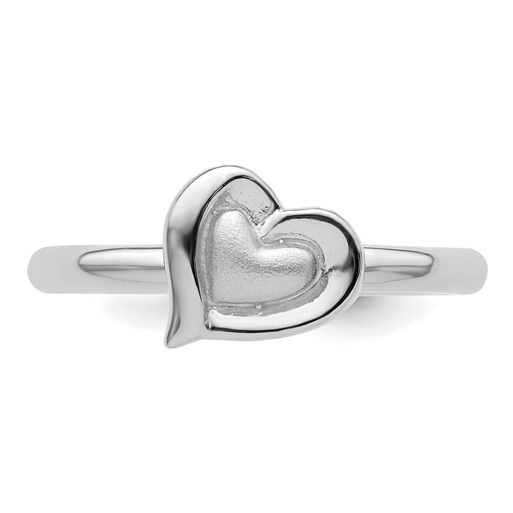 Sterling Silver Stackable Expressions Rhodium Heart Ring Size -8