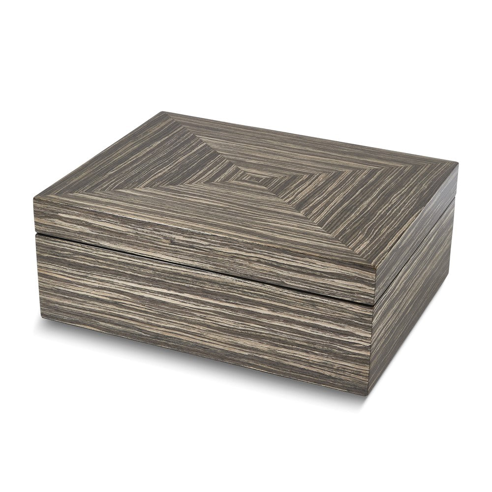 High Gloss Grey Geometric Ivy Bark Finish Veneer Wooden Hinged Box