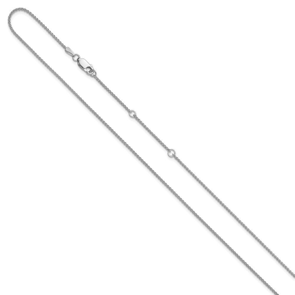 14K White Gold 1.2mm Baby Spiga 1in+1in Adjustable Chain