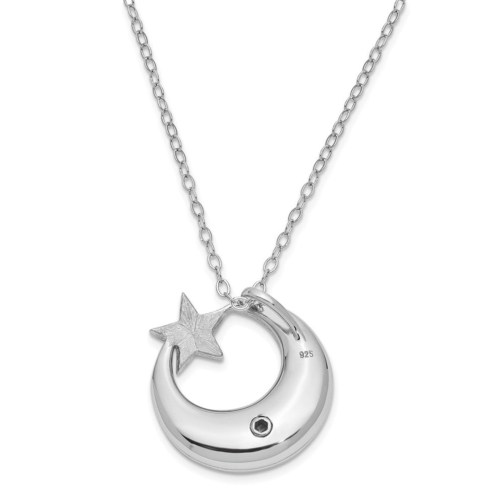 Sentimental Expressions Sterling Silver Rhodium Antiqued Just A Dream Away Moon with Gold-tone Accent Star Ash Holder 18 Inch Necklace 18 Inches