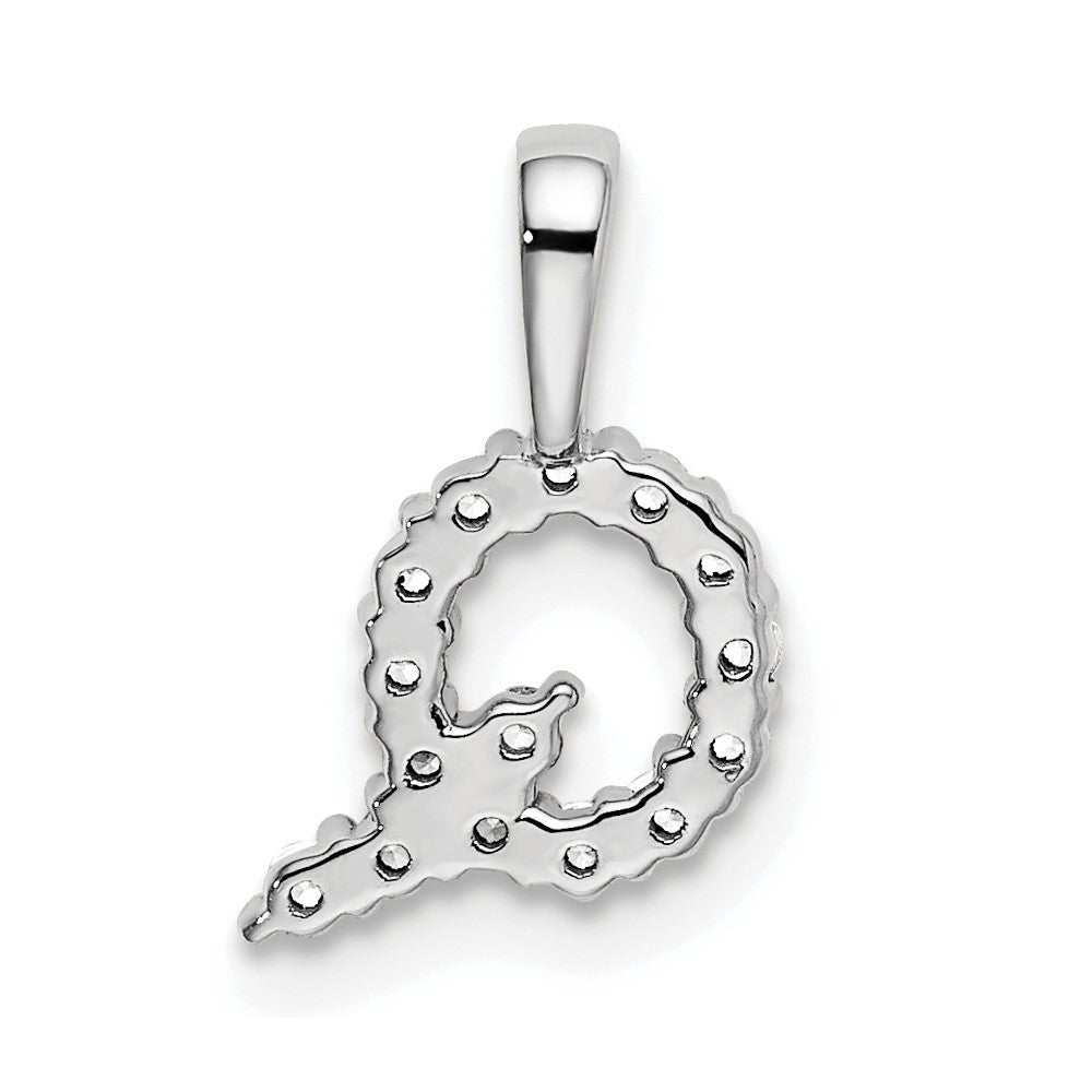 14k White Gold 1/6 carat Lab Grown Diamond VS/SI+ G+ Letter Q Initial Pendant