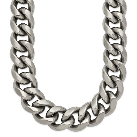 Titanium Polished 14.50mm Curb 22in Necklace