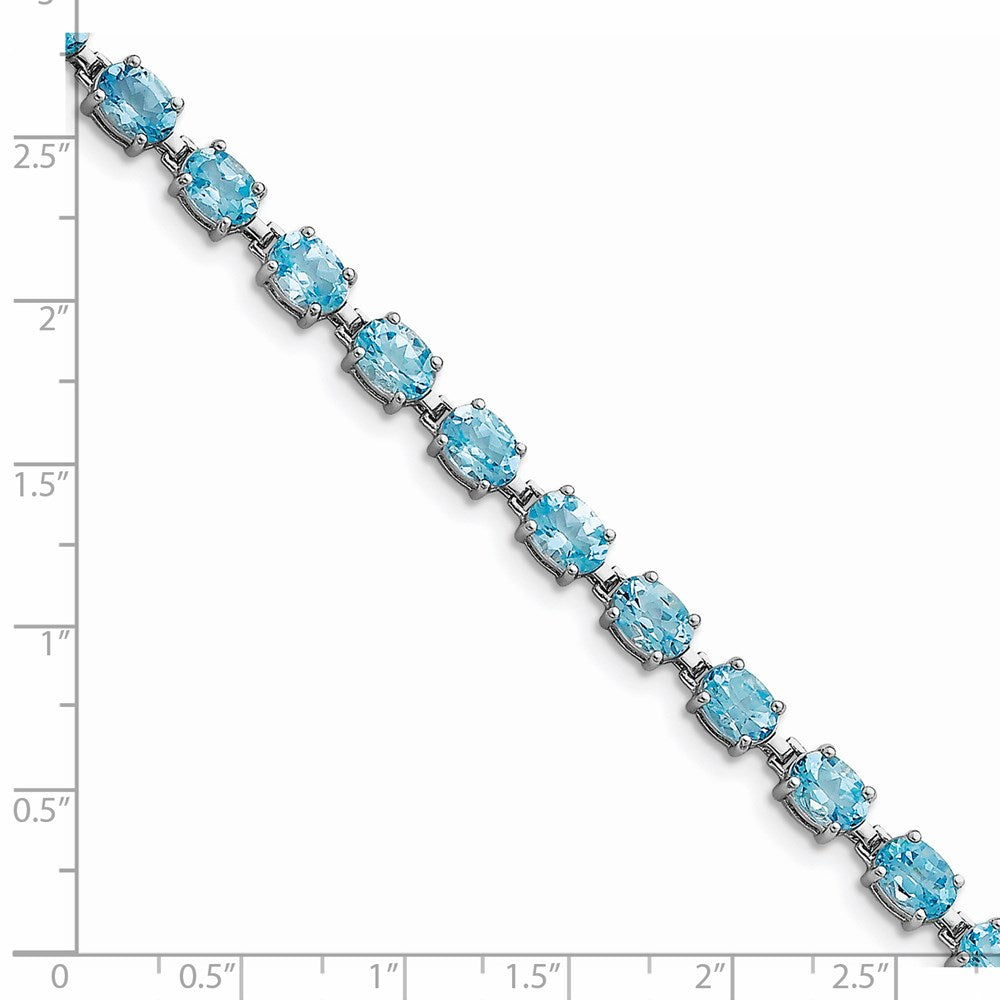 Sterling Silver Rhodium-plated Blue Topaz 6.5in Bracelet 7 inches