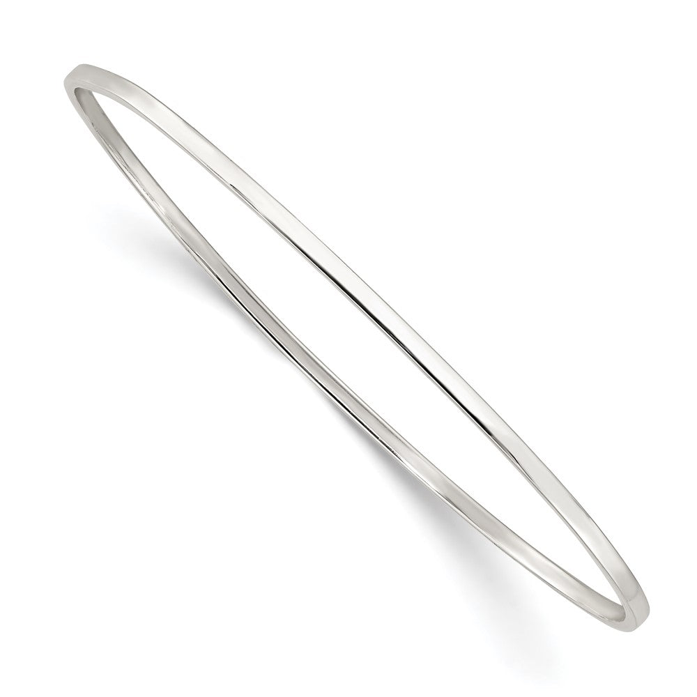 Sterling Silver Polished 2mm Slip-on Bangle 8 inches