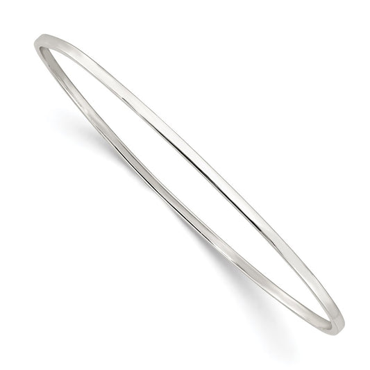 Sterling Silver Polished 2mm Slip-on Bangle 8 inches