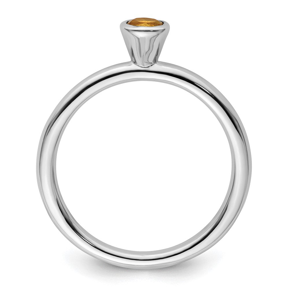 Sterling Silver Stackable Expressions High 4mm Round Citrine Ring Size -8