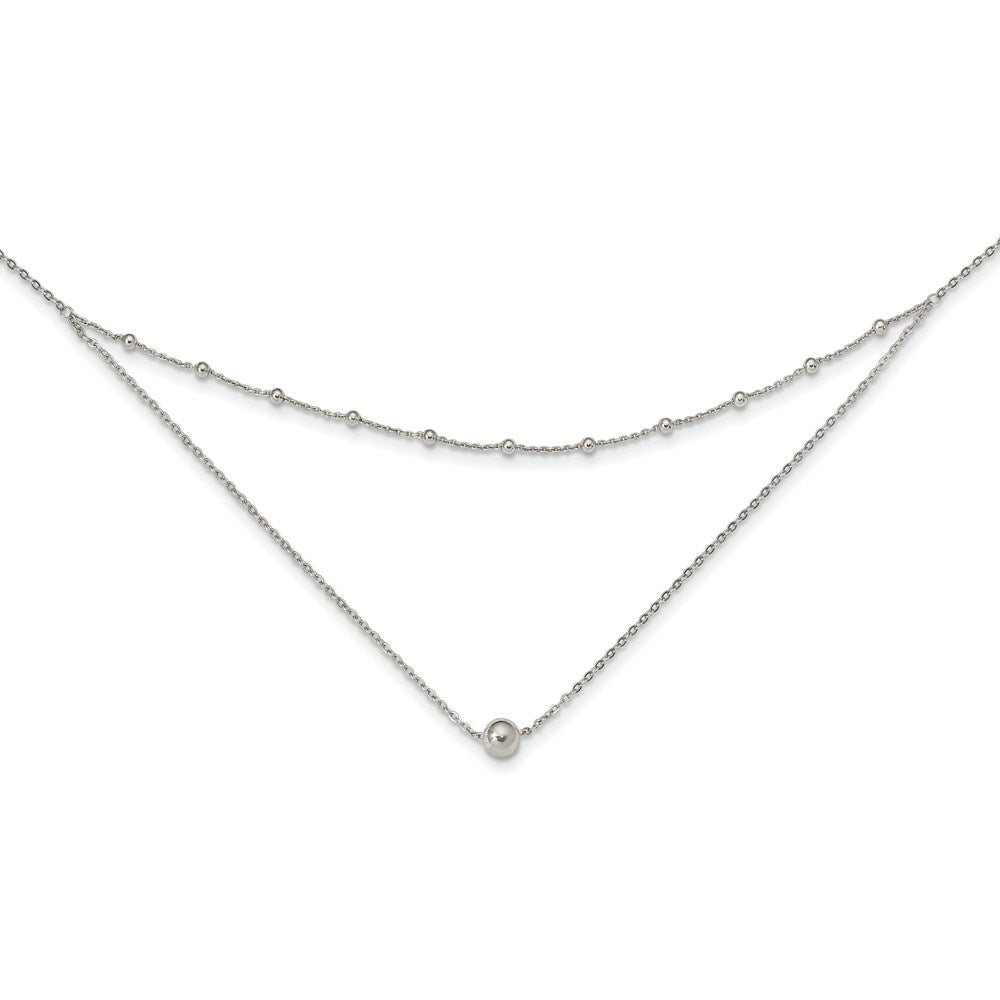 Sterling Silver Polished Beaded w/4 in ext Choker 12 Inches