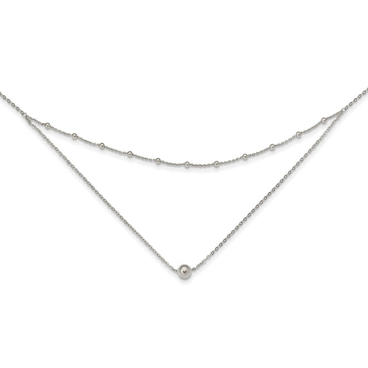 Sterling Silver Polished Beaded w/4 in ext Choker 12 Inches