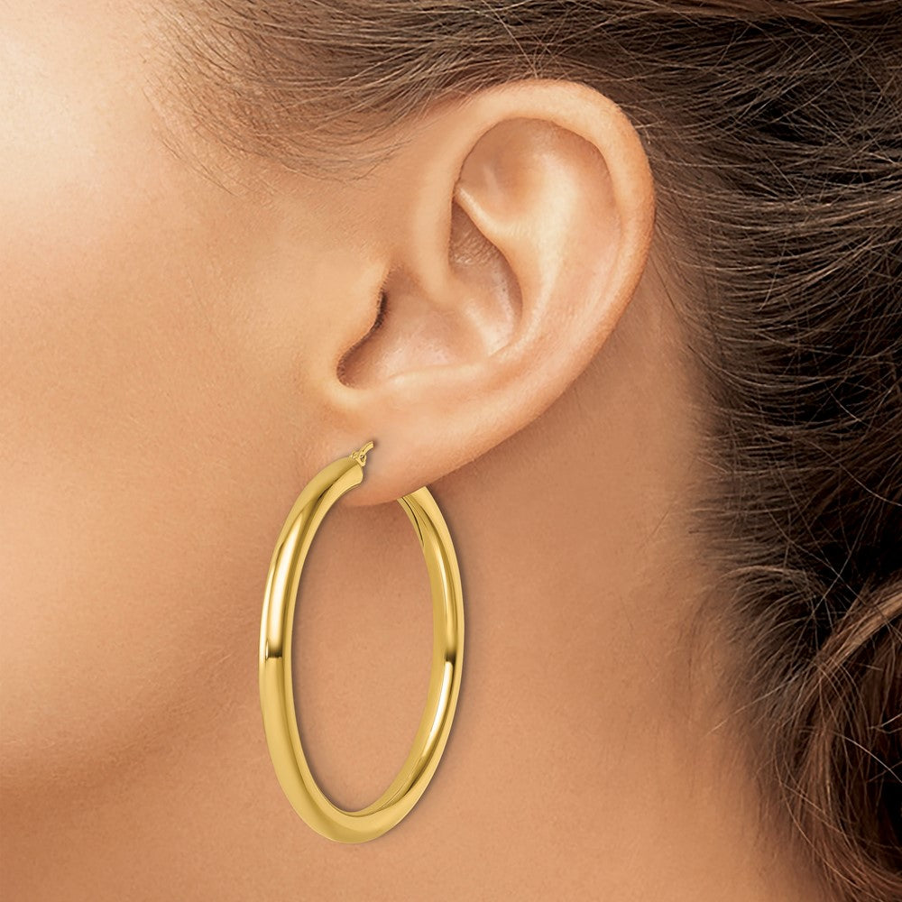 14K Gold Polished 4mm Hoop Earrings