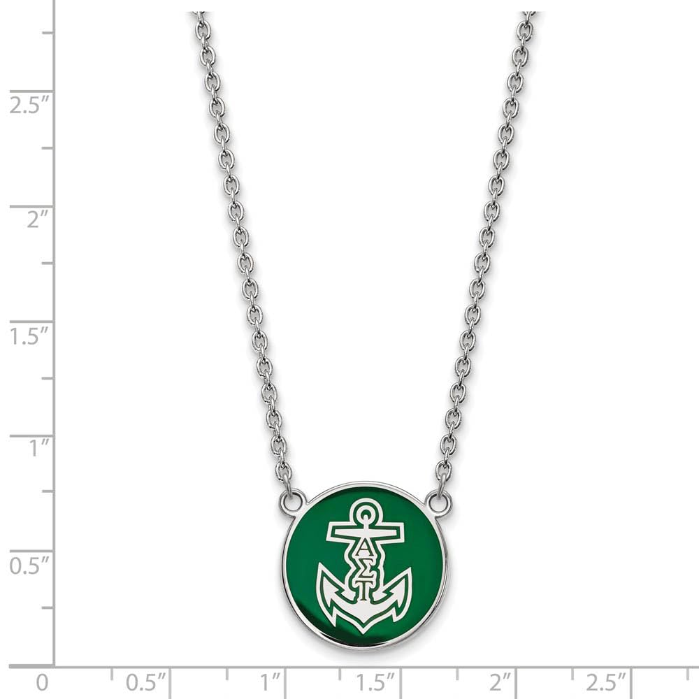 Sterling Silver 18in Official Licensed Greek Sororities Alpha Sigma Tau (???) Small Enamel Pendant w/Necklace
