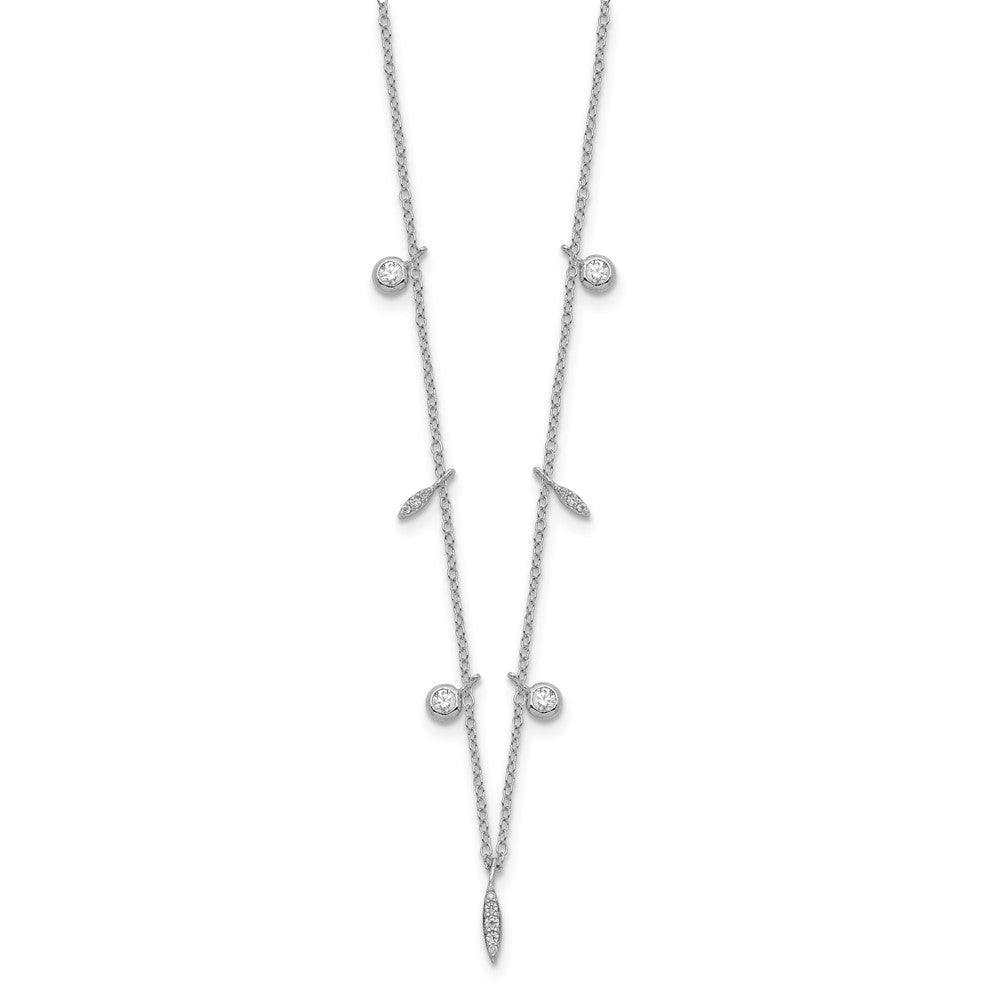 Sterling Silver Rhodium-plated CZ w/2in ext Necklace 16 Inches