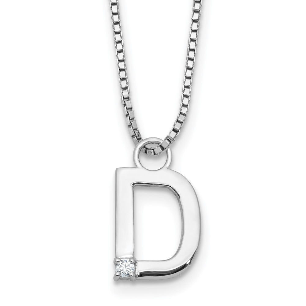 White Ice Sterling Silver Rhodium-plated 18 inch Diamond Letter D Initial Necklace plus 2 inch Extender 18 Inches