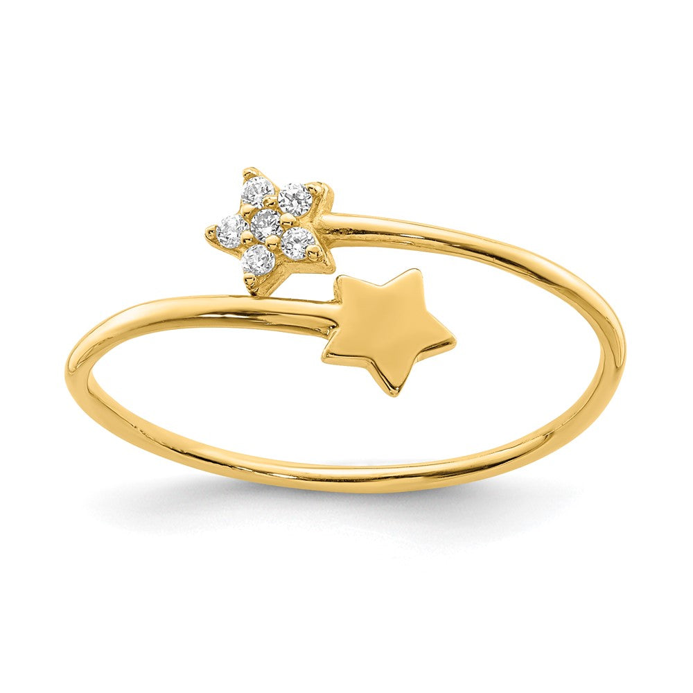 14K Yellow Gold CZ Star Ring Size 7