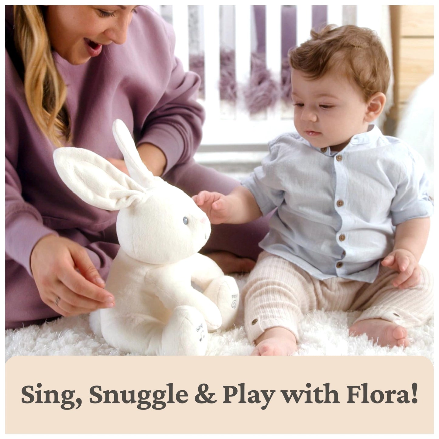 Baby GUND Flora The Bunny Animated Plush Stuffed Animal Toy, Cream, 12"