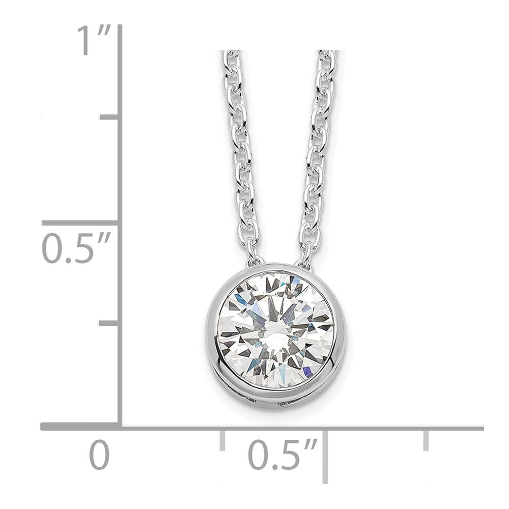 Sterling Silver Rhodium-plated 8mm Bezel CZ Necklace 18 Inches