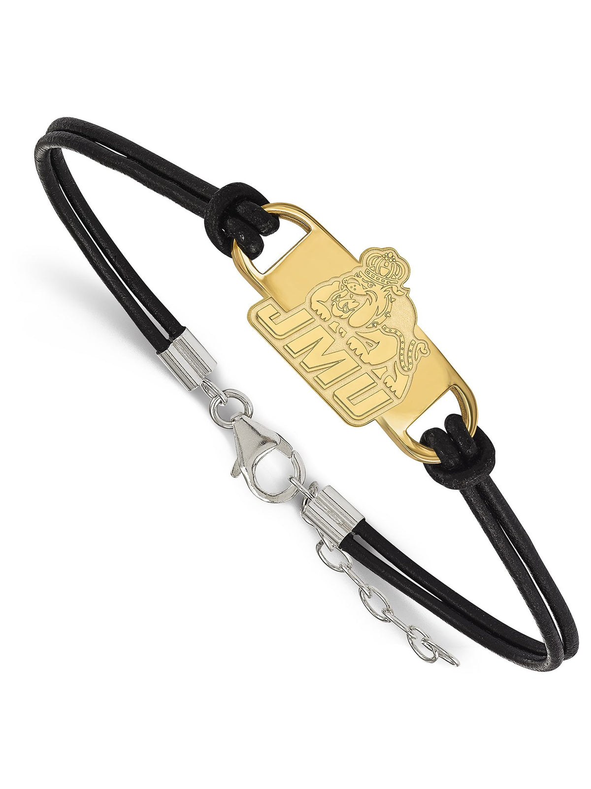 Logoart Sterling Silver Gp James Madison University Leather Bracelet Larg Female Adult