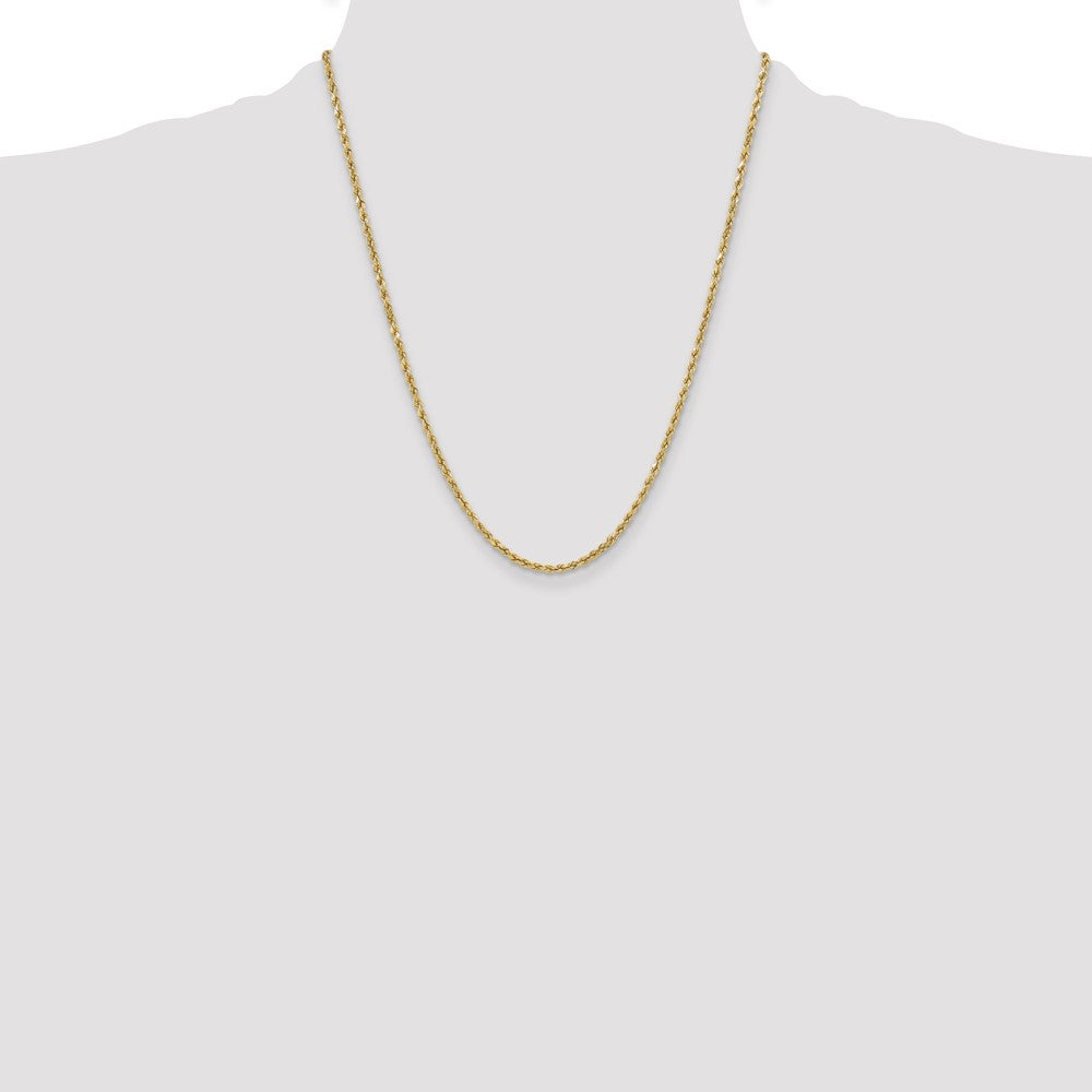 14K 22 inch 3mm Semi Solid Diamond-cut Rope with Lobster Clasp Chain