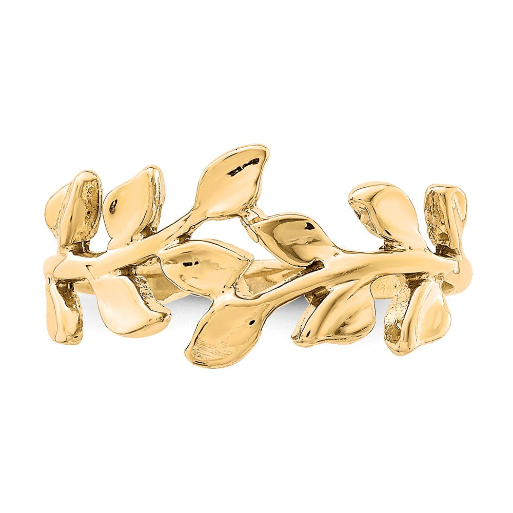 14K Polished Leaf Ring Size 7