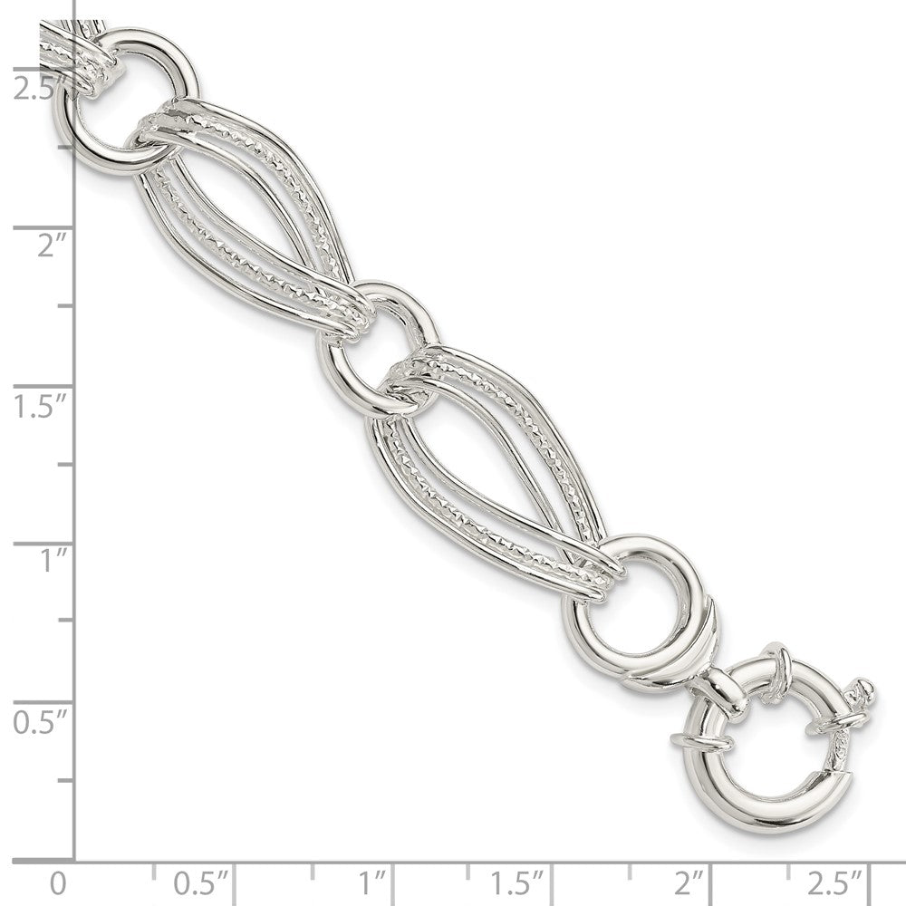Sterling Silver Polished And Textured Link Bracelet 8 inches