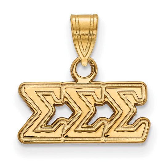 Sterling Silver Gold-plated LogoArt Sigma Sigma Sigma Sorority Greek Letters Small Pendant
