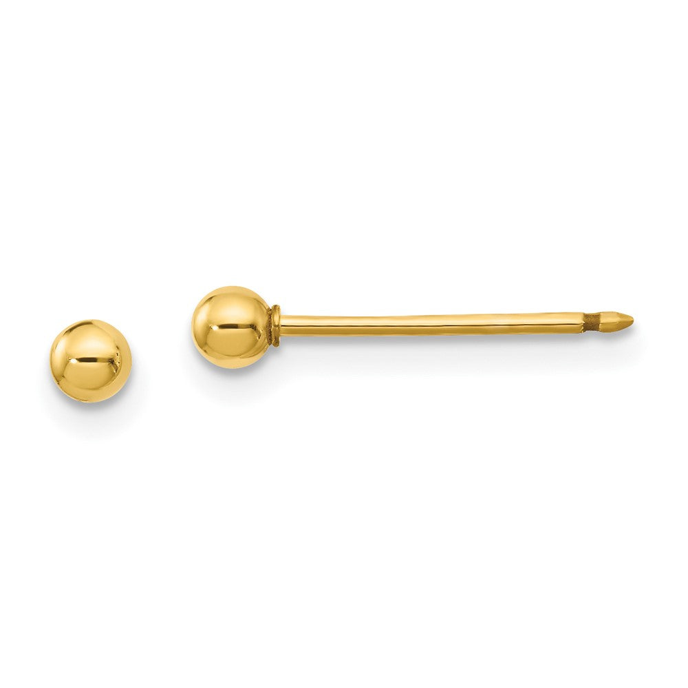 Inverness 14K Gold Polished 3mm Ball Long Post Piercing Earrings