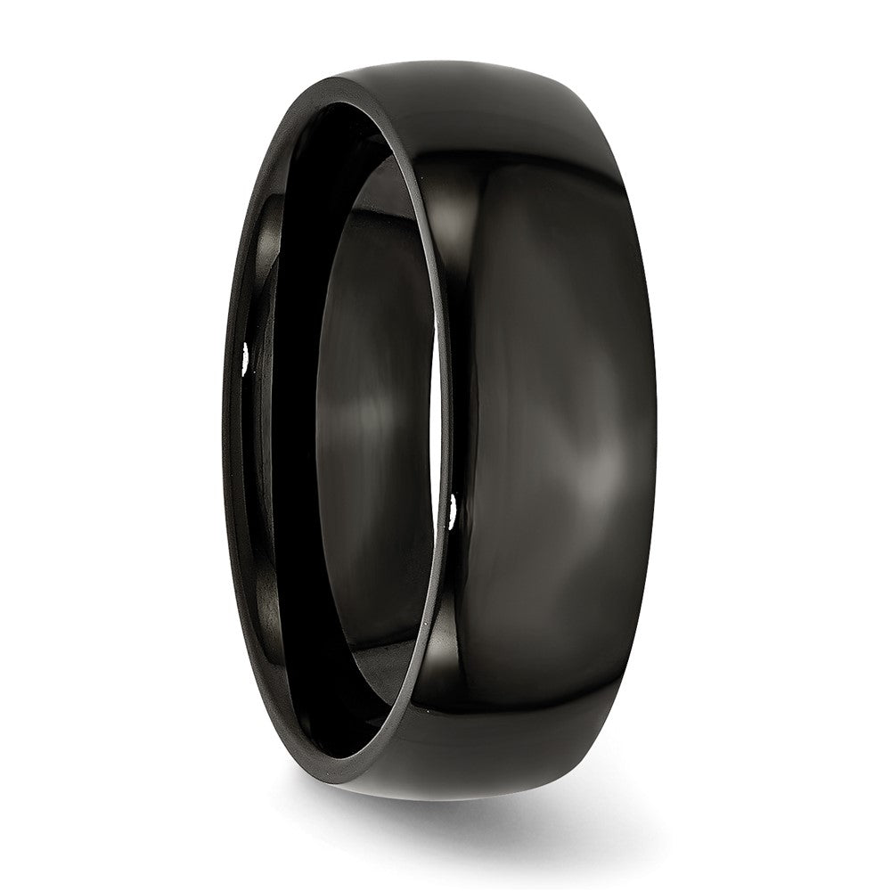 Stainless Steel 7mm Black IP-plated Polished Band Size - 9.5