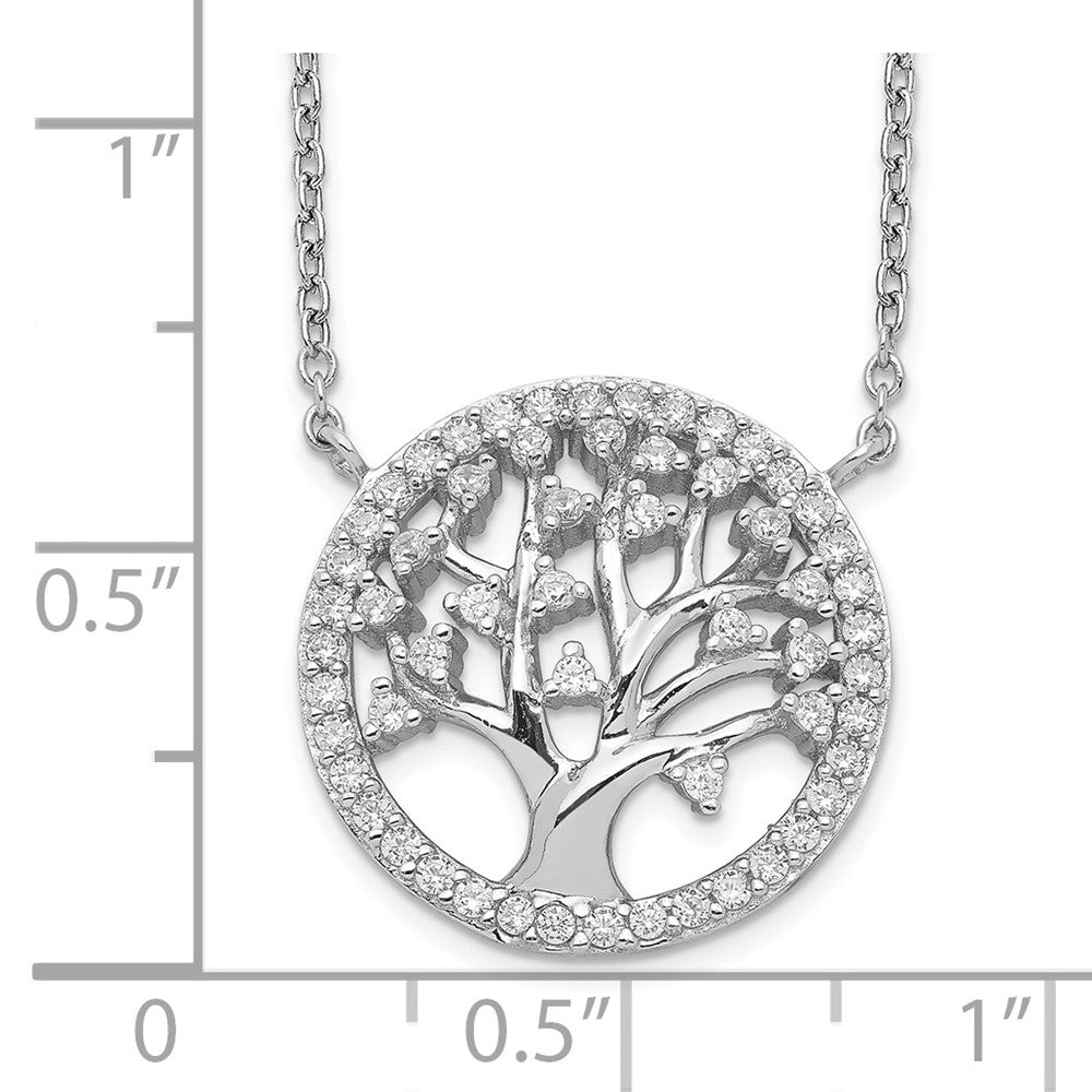 Cheryl M Sterling Silver Rhodium-plated Brilliant-cut CZ Tree Of Life 18 Inch Necklace 18 Inches
