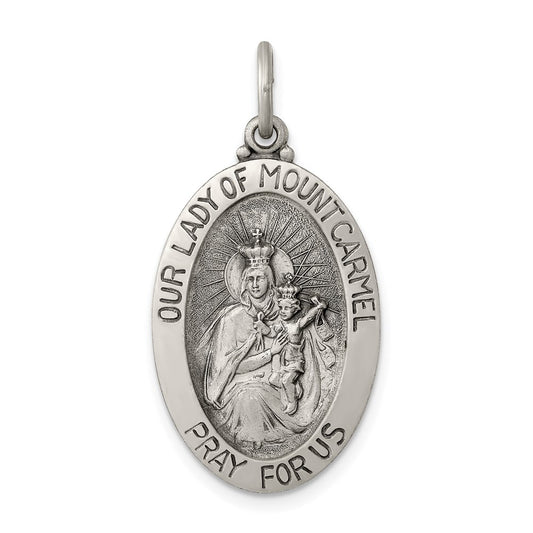 Sterling Silver Antiqued Our Lady of Mount Carmel Medal