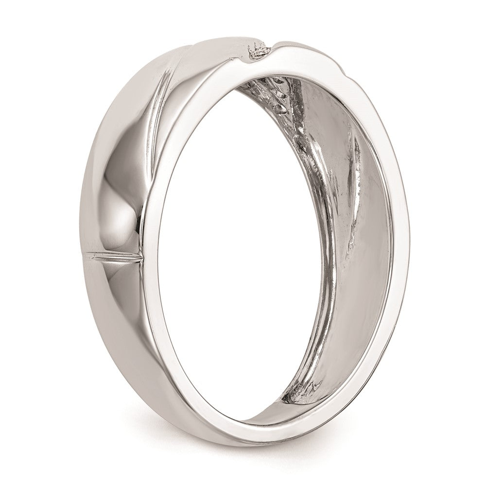10K White Gold .03 carat Diamond Trio Men's Complete Wedding Band