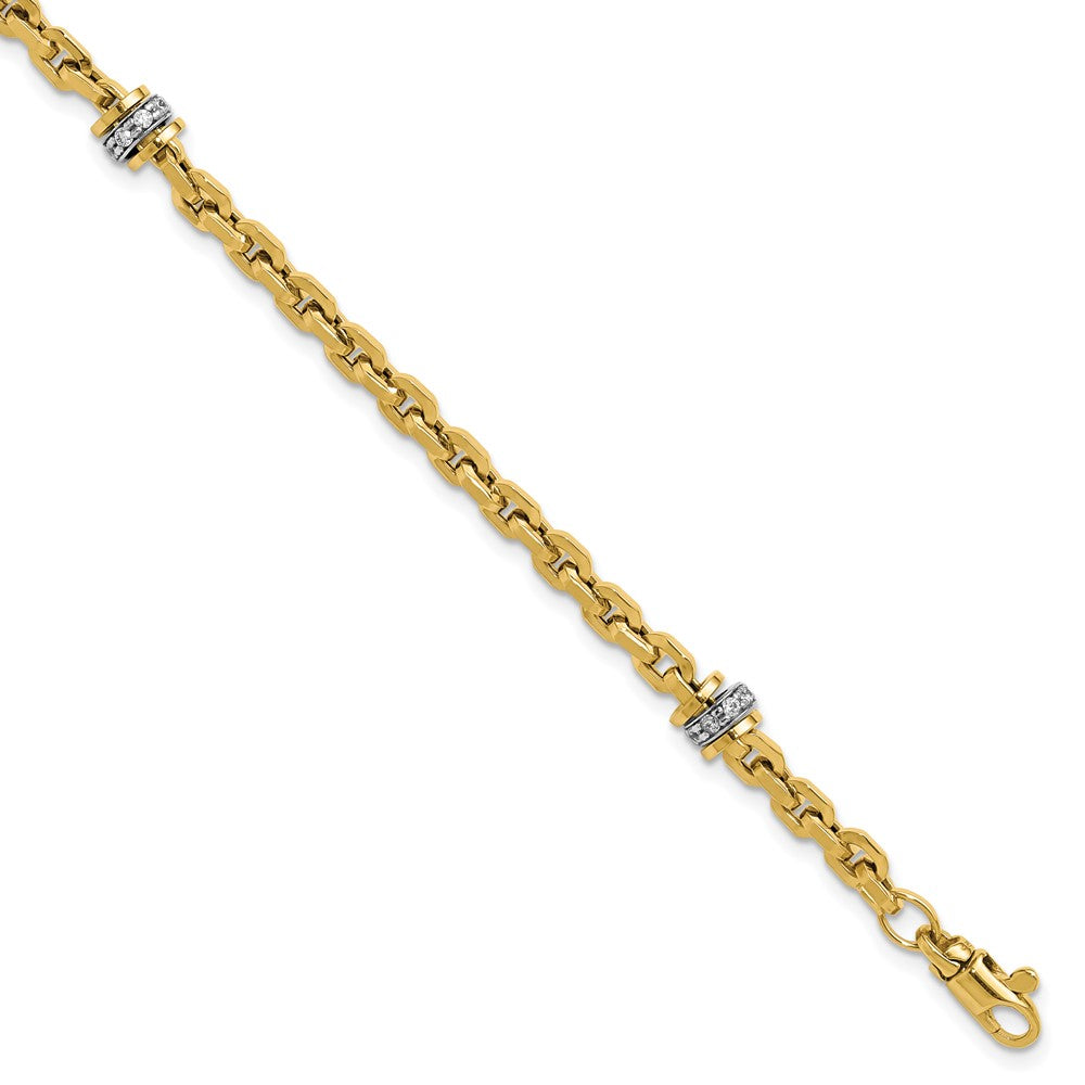 14K Two-tone CZ Polished Fancy Link Bracelet 7.5  inches