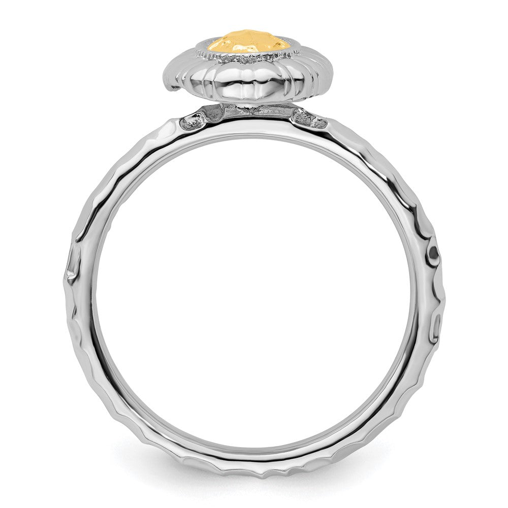 Sterling Silver Stackable Expressions Gold-plated Oval Ring Size -10