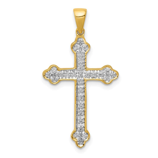 14k 1/10 carat Lab Grown Diamond VS/SI+ G+ Cross Pendant