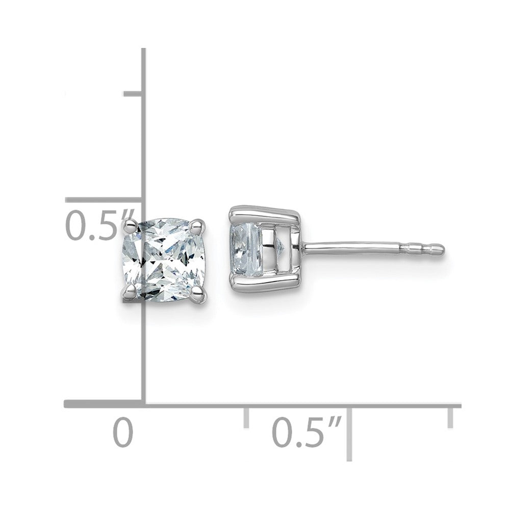 14K White Gold 1 1/2 Carat Lab Grown Diamond VS/SI+ G+ Cushion 4-Prong Complete Stud Earrings