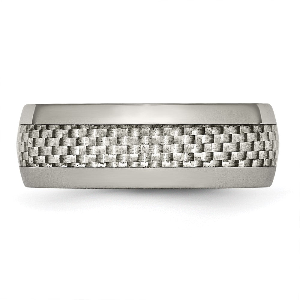 Titanium Polished w/Grey Carbon Fiber Inlay 8mm Band Size - 10