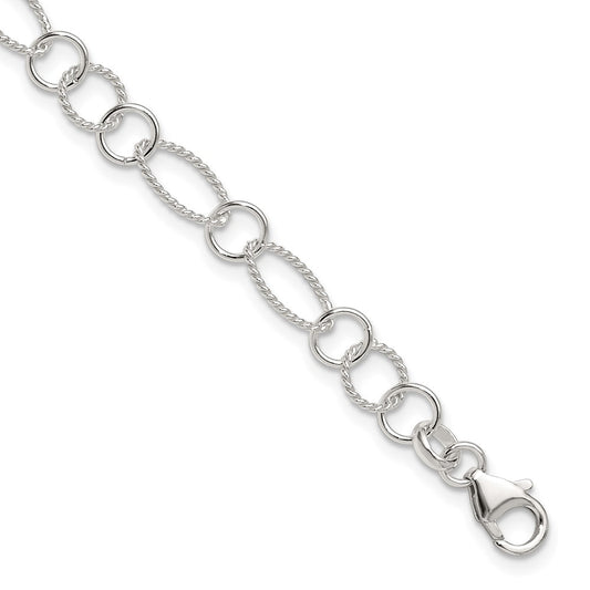 Sterling Silver Fancy Link Anklet 10 inches
