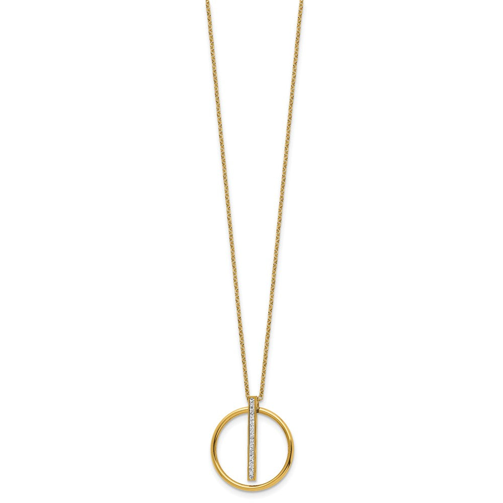 Stainless Steel Polished Yellow IP w/Preciosa Crystal w/2in ext. 16in Neckl