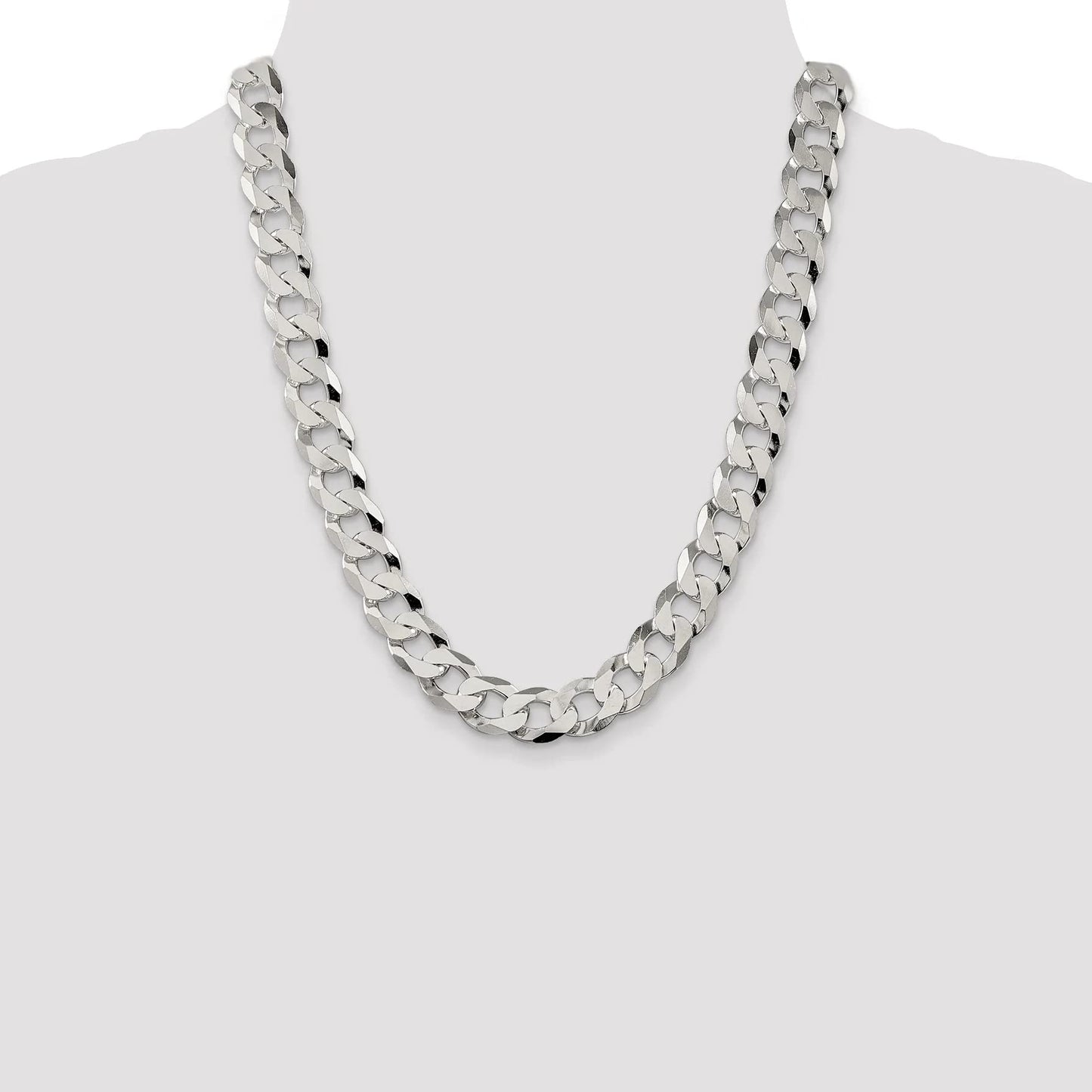 925 Sterling Silver Solid Polished 13mm Beveled Curb Chain Bracelet 8 Inch Lobster Claw Jewelry Gifts for Women