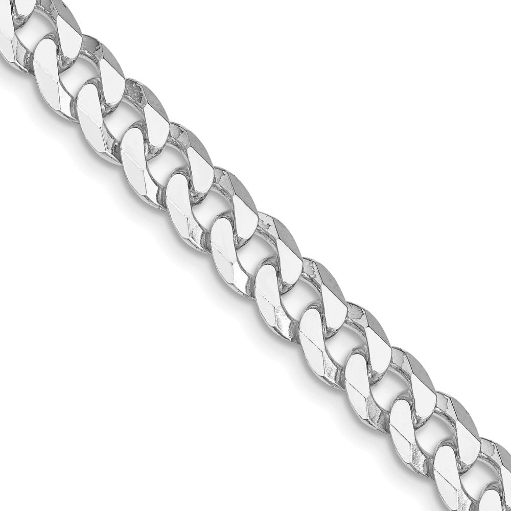 Sterling Silver Rhodium-plated 7mm Beveled Curb Chain 28 Inches