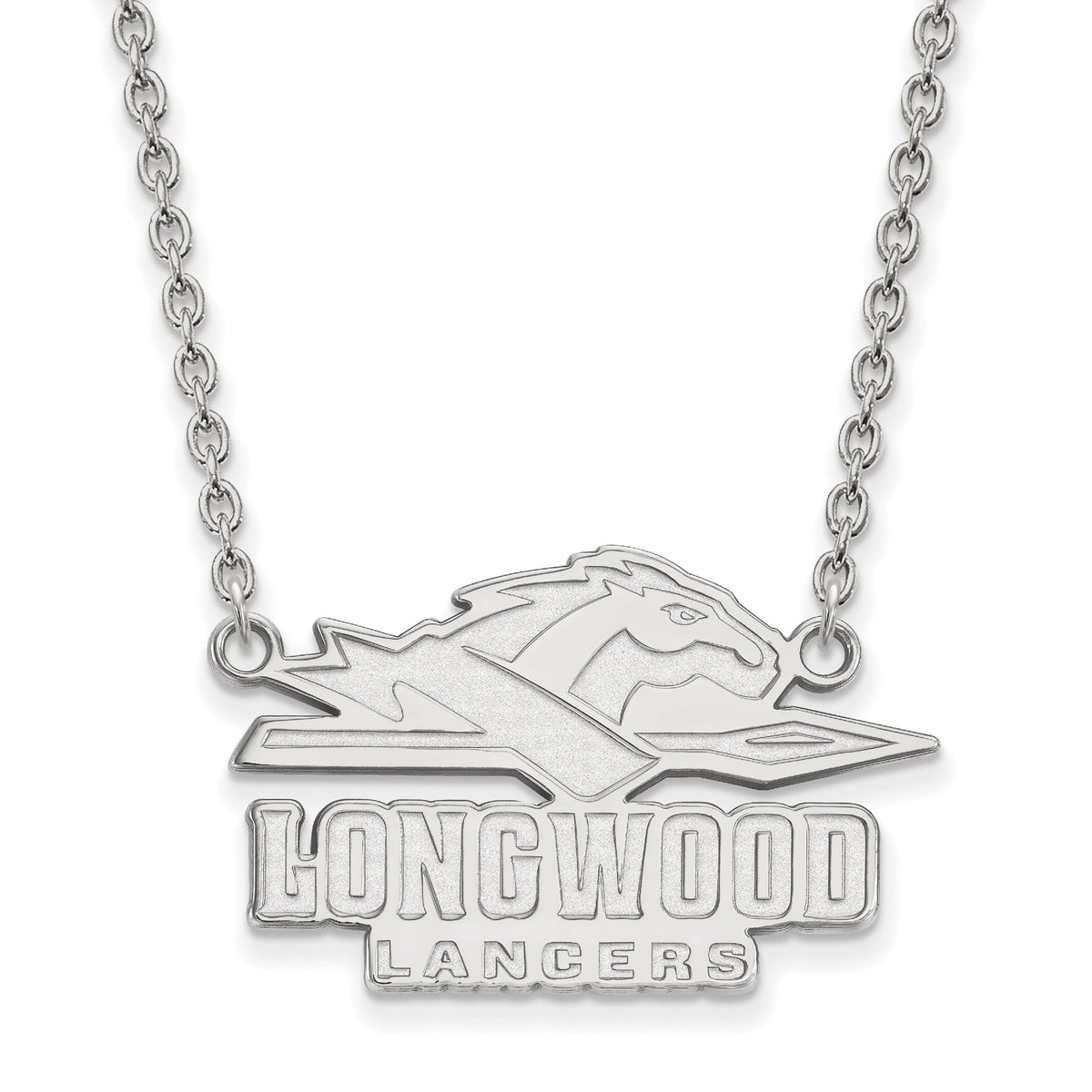 Sterling Silver Official Licensed Collegiate 18in Longwood University (LU) Large Enamel Pendant w/Necklace