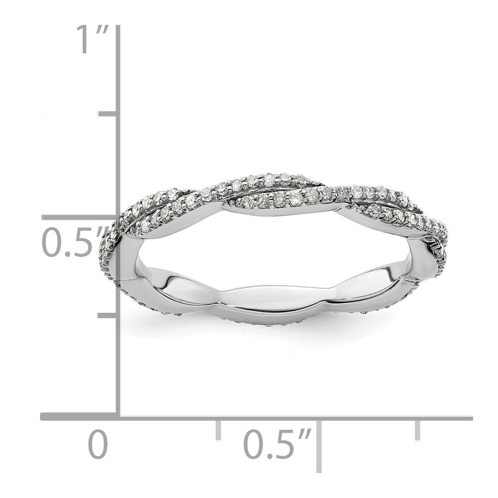 Sterling Silver Stackable Expressions Polished Diamond Ring Size -7
