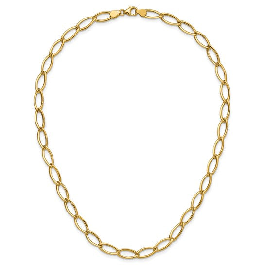 14K Polished Fancy Oval Link Necklace