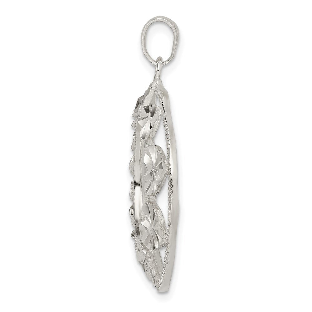Sterling Silver Diamond-cut Heart Pendant