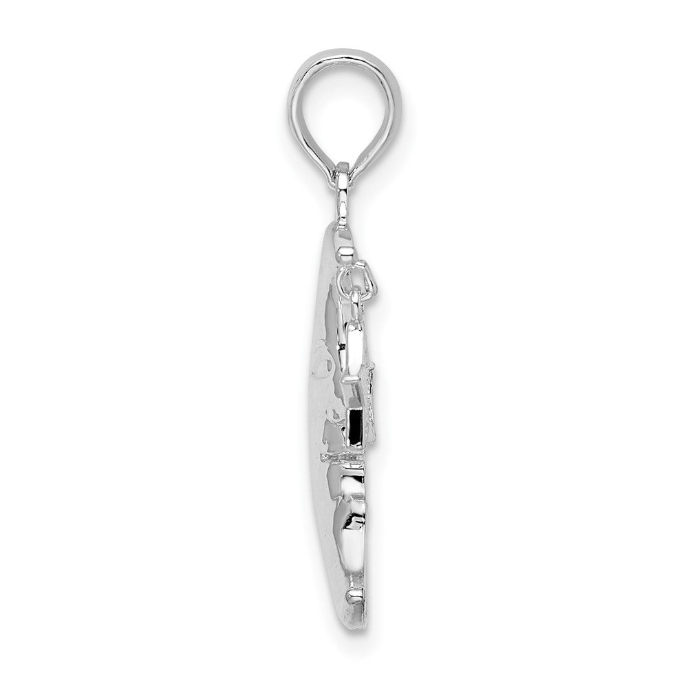 De-Ani Sterling Silver Rhodium-Plated Moveable Crescent Moon with Star Pendant