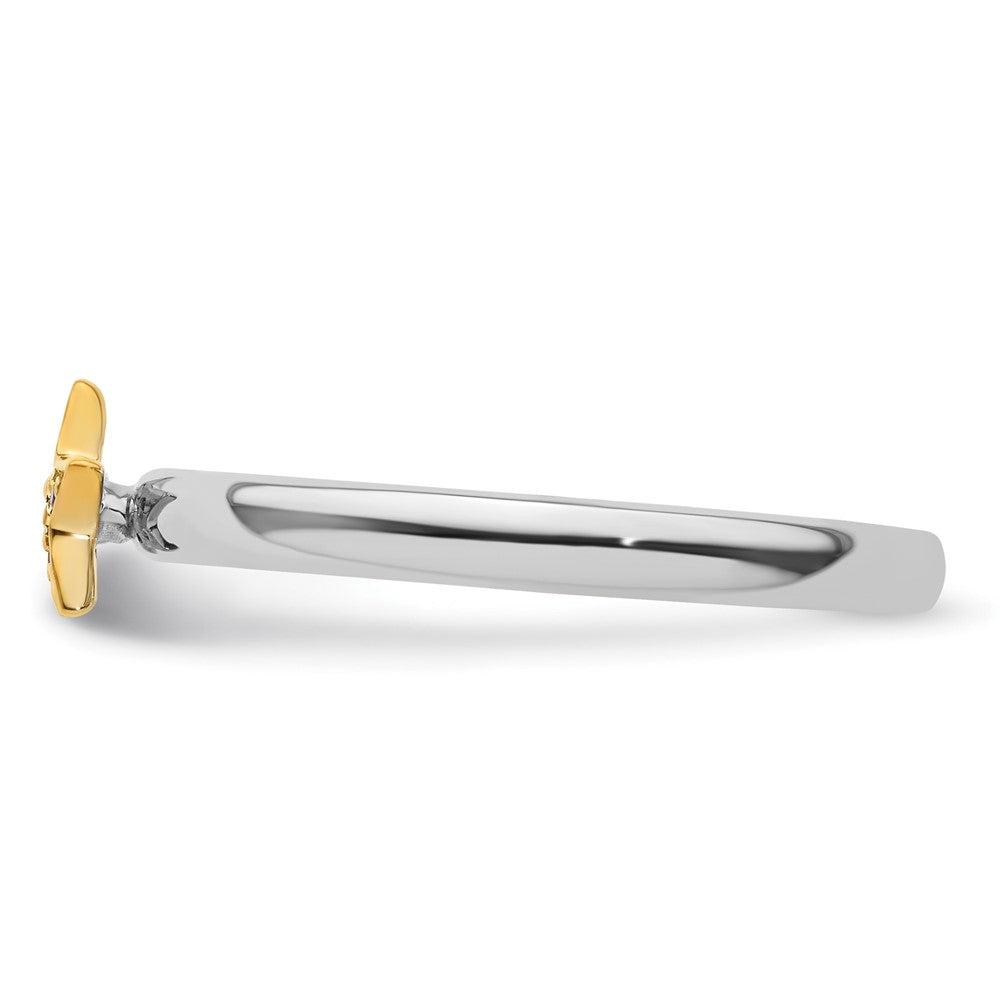 SS Stackable Expression Gold-Plated Cr. Sapphire Star Ring Size -8