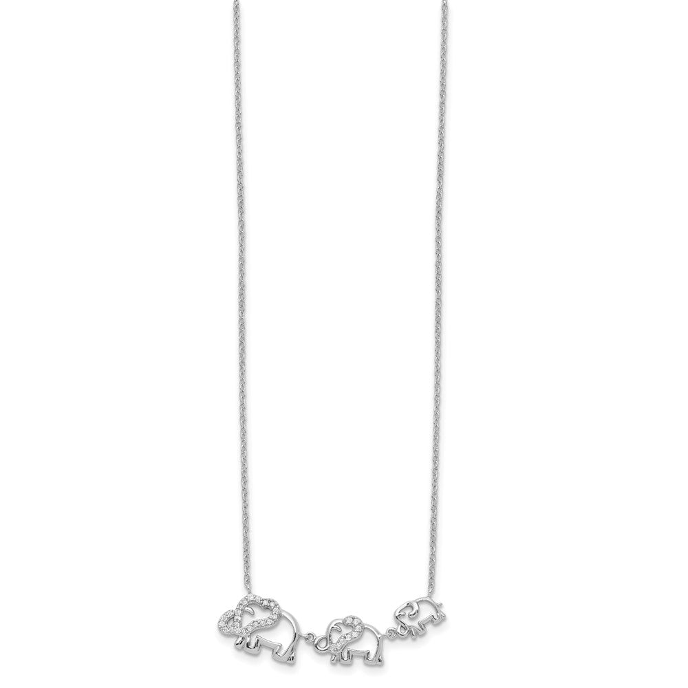 Sterling Silver Rhodium-plated CZ Elephants Necklace 18 Inches