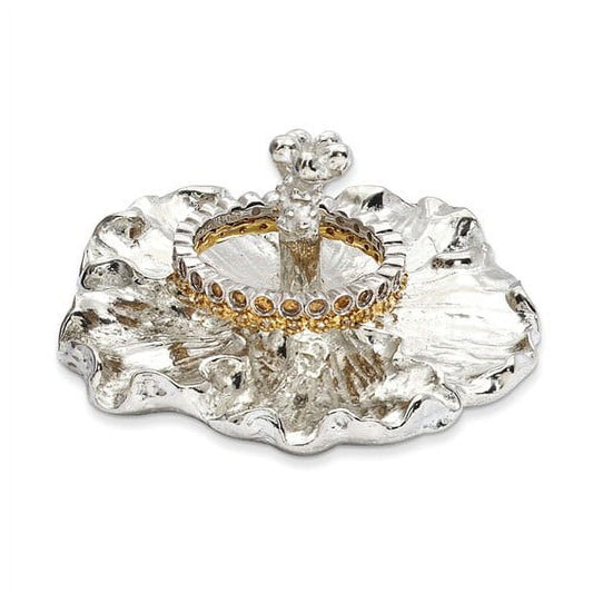 Handcrafted Tarnish-free Pewter Tiny Gardens Hibiscus Ring Holder QGM12044