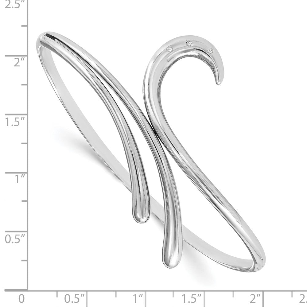 White Ice Sterling Silver Rhodium-plated Diamond Swirl Bangle Bracelet 7 inches