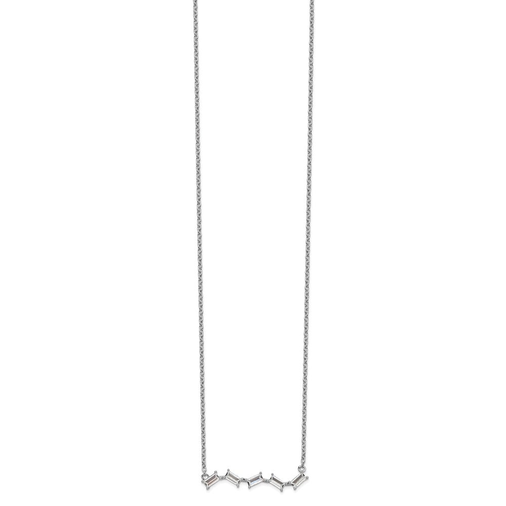 Cheryl M Sterling Silver Rhodium-plated Emerald-cut CZ Bar 18 Inch Necklace 18 Inches