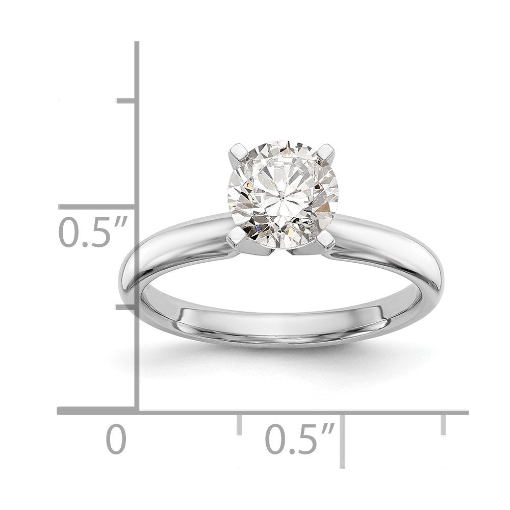 14k White Gold 3/4 carat Medium-Weight Comfort-Fit 4-Prong Round Solitaire Ring Mounting
